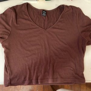 Brown ribbed SHEIN crop top Size:L